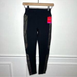 Spanx Faux Leather Panel Ponte Leggings Womens XS NWT